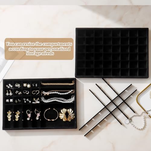 Large Velvet Jewelry Drawer Organizer Trays Set of 4, 48 Grids - Image 4