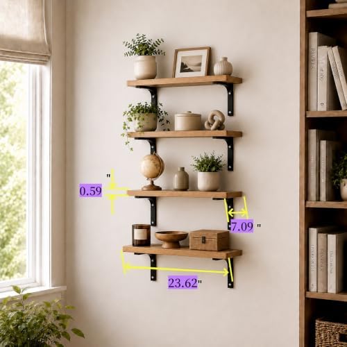 Float Shelves of 3 pcs for wall Decor,Floating Shelves for Living Room,Bedroom. Shelf Wood,Wood braket,Shelf Divider,Storage Divider,Wall Mount. Shelves for wall、wall Shelf、Wood Shelves - Image 3