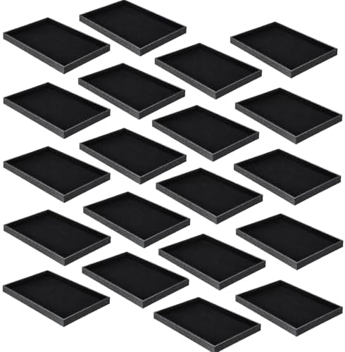 Quelay Velvet Stackable Jewelry Tray Showcase Display, Jewelry Organizer Tray Bracelet Ring Earring Necklace Organizer Empty Plate for Drawers Countertop (Black,20 Pcs) by Quelay