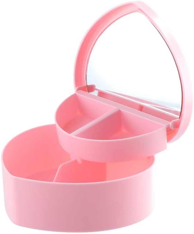Vctitil 3 Pcs Heart shaped Jewelry Box - 2 Layer Jewelry Boxes with Mirror,Jewelry Storage Organizer,Jewelry Display Case,Desktop Organizer For Girls
