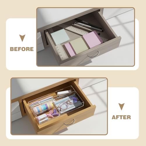 Briwooody Clear Acrylic Drawer Organizer,4 Compartments,Small - Image 4