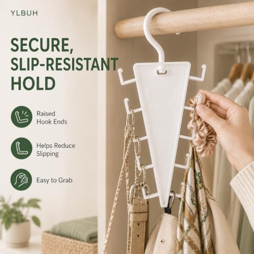 V Shaped Double-Sided Closet Organizer Hanger, 360° Rotating Multi-Layer Vertical Clothes Storage Rack with 12 Hooks, Space Saving Organizer for Hats, Scarves, Belts, Bags and Ties (6PC) - Image 7