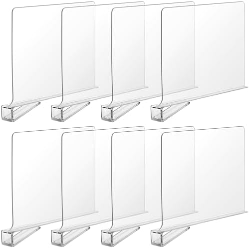 Boao 8 Pcs Shelf Dividers for Closet Organization Acrylic Clear Shelf Divider Purse Organizer Handbag Separator Bookshelf Divider for Closet Bedroom Kitchen Office Cabinet Bathroom by Boao
