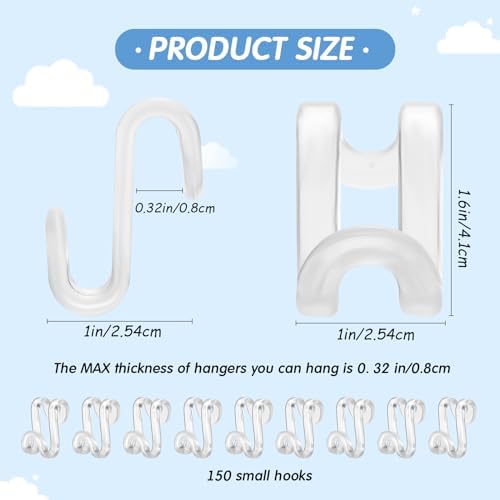 Unittype 150 Pcs Unitype Hanger Connector Hooks, Space Saving Clips, Clear - Image 2