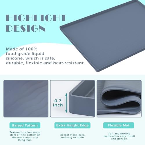 URMONA Waterproof Silicone Under Sink Mat 22'' x 19'' Shelf Liner for Kitchen and Bathroom, Cabinet and Counter Protector, Storage and Organizers, Litter Mat, Pet Cat Puppy Essentials(Dark Grey) - Image 3