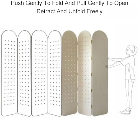 Folding Pegboard Room Divider,5 Panels Pegboard Partition Screen,Room Divider Wall with Foot Brackets,Convenient for Bedroom Market Jewelry Store(Style 2,180x40cm-4 Panel) - Image 7