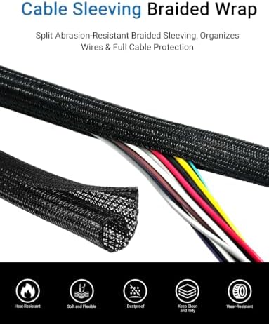 Braided Wire Loom Tubing, 10FT 1/2Inch Self-Wrapping Cable Sleeve - Image 2
