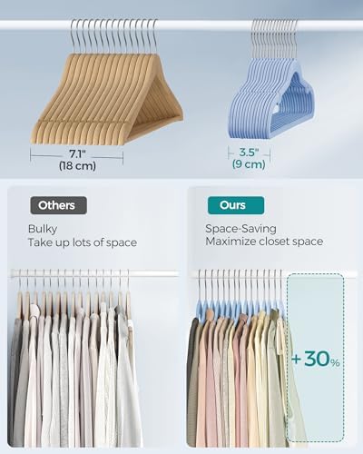 SONGMICS Velvet Hangers 50 Pack, Non-Slip Clothes Hangers, Space-Saving - Image 4