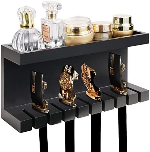 Yamahiko Belt Organizer - Wall Mounted Hanger with Double Shelving, Universal Rack for Men & Women, Black by Yamahiko
