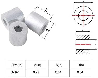 Wire Rope Stop Sleeve, for Wire Rope Dia. 3/16", Aluminum Alloy, PK 50 - Image 2