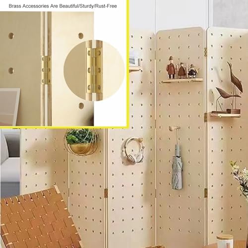 Folding Pegboard Room Divider,5 Panels Pegboard Partition Screen,Room Divider Wall with Foot Brackets,Convenient for Bedroom Market Jewelry Store(Style 2,180x40cm-4 Panel) - Image 4