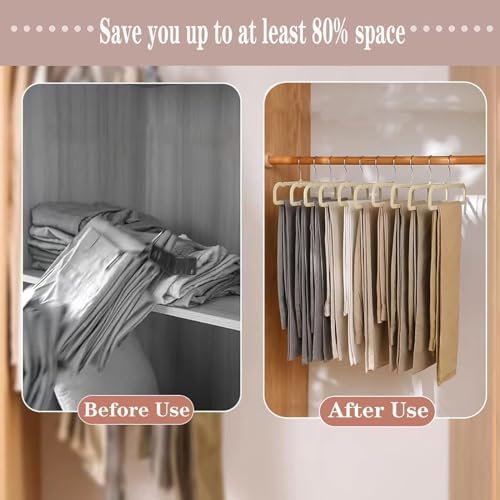 20 Pack Velvet Pants Hangers for Closet Space Saving, Thin Hanger (Beige) - Image 5