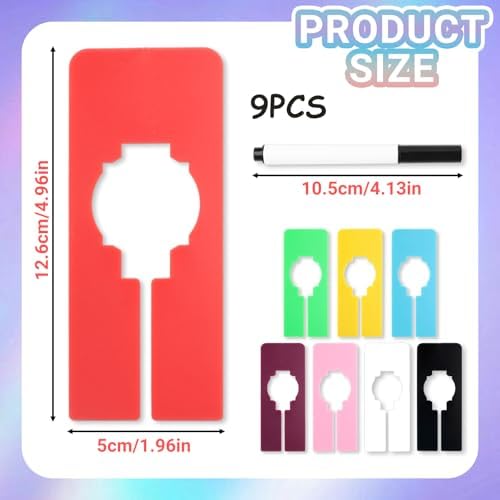 9 Pcs Closet Rack Dividers - 8 Colors Rectangular Plastic Hanging Clothing Hanger Dividers with Bonus Marker, Writable Reusable Closet Separators for Wardrobe Sorting Clothes Size Color Brand - Image 2