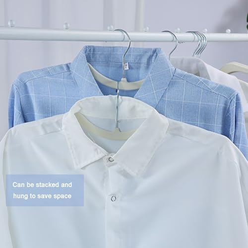 CUTSKY Velvet Hangers 50 Pack, Ultra Slim & Short Neck Hanger, 360 Swivel Hook, Space Saving Durable Non-Slip Felt Hangers,Beige b - Image 3