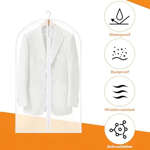 Dntorx 12 Pack Garment Bags, 24 x 40 In Peva Covers, White Edge - Image 3