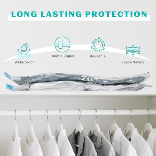 10 Pack Large Space Saver Vacuum Storage Bags Large Seal Bags for Bedding Compression Bags for Travel Comforters Blankets Bedding Pillows Luggage Hand Pump Included - Image 3
