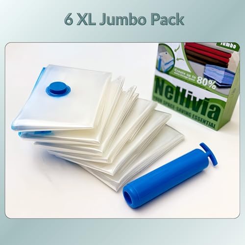 Jumbo XL Vacuum Storage Bags with Pump, Vacuum Seal Space Saver Bags 6 Pack - Image 4