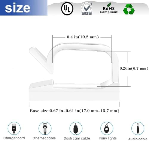 Cable Clips，50PCS Electrical Cord Management Adhesive Cable Wire Clip Wire Clips wall，Used for Cars, Offices, and Homes Cable Clips Cord Organizer (Transparent) - Image 2