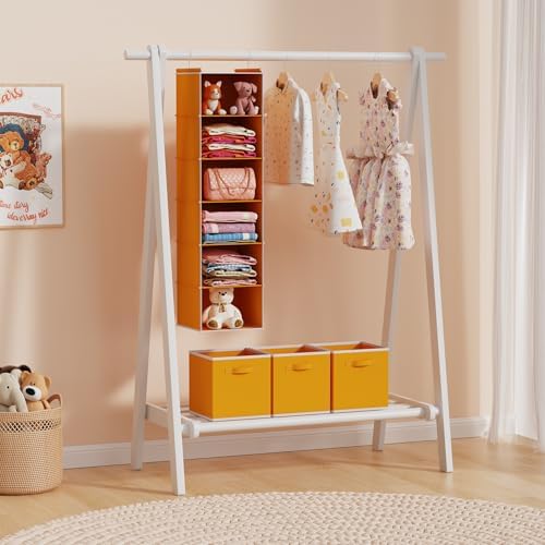 MAX Houser 6 Tier Hanging Closet Organizer with 2 Sturdy Hooks, Yellow - Image 5