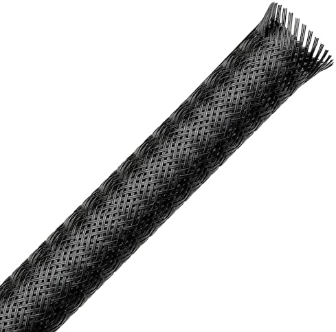 1/2" 10ft Black Expandable Braided Cable Sleeve PET by PTASYGK