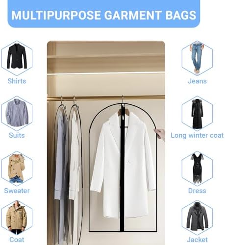 Garment Bags for Hanging Clothes 24'' x 40'' (Set of 12) Coat Covers for Closet Foldable Washable Dress Bags for Hanging Clothes for Long Dress Dance Costumes Suits Gowns Coats - Image 3
