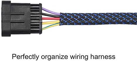 25ft - 1 inch PET Expandable Braided Sleeving – BlackBlue – Alex Tech Braided Cable Sleeve - Image 3