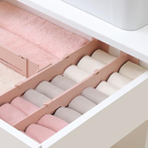 Agatige 2PCS Expandable Drawer Dividers, Plastic Partition Board Separators Adjustable Dresser Drawer Organizers for Dresser Bathroom Closet Kitchen (Pink) - Image 5