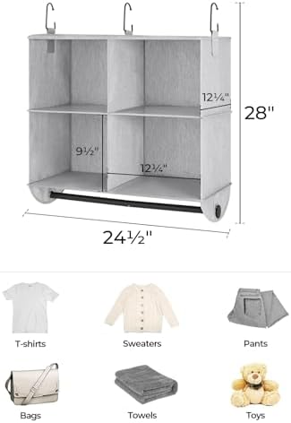 StorageWorks Hanging Closet Organizer with Rod, 4 Sections, 2 Tiers - Image 3