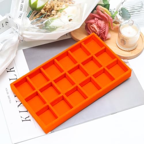 Velvet Jewelry Trays for Drawers, Orange 18 Grids - Image 4