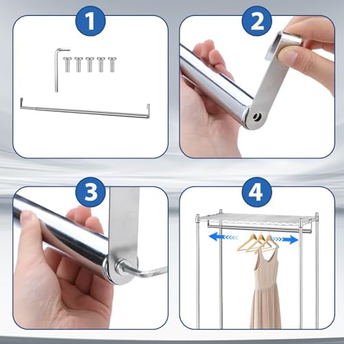 Threehoney Expandable Closet hanger Rod for Wire Shelf, 24-41 Inch, Silver - Image 4