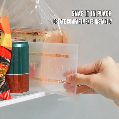 Refrigerator Shelf Divider 4 Pack, Adjustable Fridge Organizer Divider, Expandable Refrigerator Partition Board, Clip-On Shelf Separator for Fridge, Freezer, Pantry & Kitchen Storage - Image 3