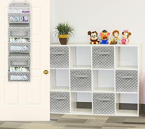 Simple Houseware 5 Clear Window Pocket Over Door Hanging Organizer, Gray - Image 5