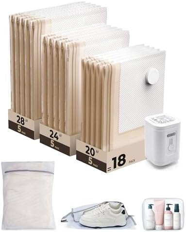 BAGSMART Travel Vacuum Seal Storage Bags Bags for Clothes with Pump by BAGSMART