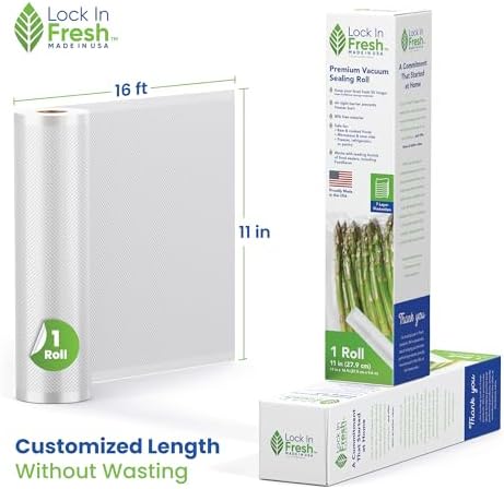 Vacuum Sealer Bags for Food - Heavy Duty Food Saver Vacuum Sealer Bag Rolls - Sous Vide, Seal a Meal Bags, 1-pack, 11" x 16' - Made in the USA - Image 4