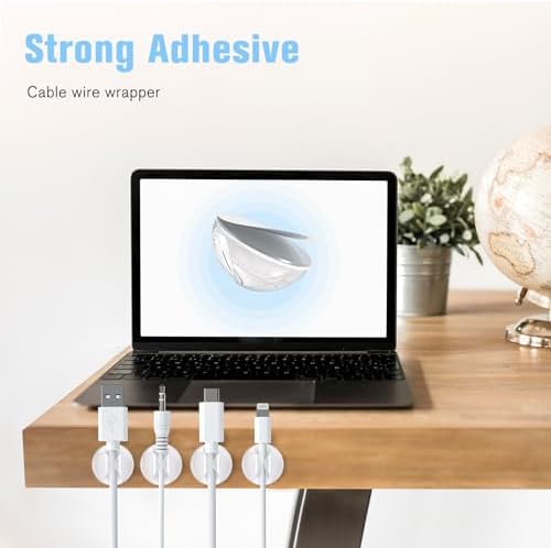 12 Pack Cable Clips, Clear Adhesive Cord Organizer Holder for Desk - Image 3