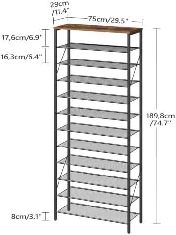 MAHANCRIS 12 Tier Shoe Rack, Shoe Storage Organizer, Holds 44-48 Pairs - Image 3