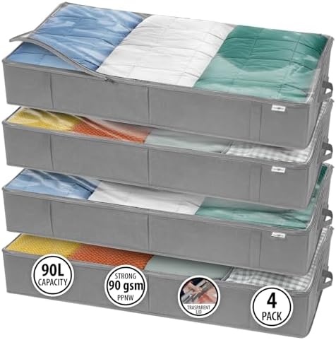 StorageExpert Under Bed Storage Containers, Closet Organizer, Grey, 4 Pack by StorageExpert