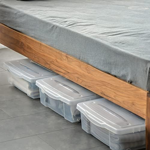 Citylife 2 Packs 57 QT Plastic Under Bed Storage Bins with Double-opening Lids Clear Underbed Storage Containers with Wheels for Organizing Shoes, Blankets, Clothes - Image 4