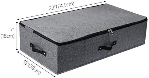 Under Bed Storage Bins with Lids, Closet Organizers, Foldable Under-bed Storage Baskets for Sheets, Clothes, Quilts, Sweaters, Wrapping Paper, 29x15x7inch, Black Gray, 2PCS - Image 2