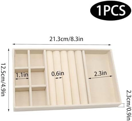 Velvet Jewelry Organizer Tray, Beige 3-in-1 - Image 2