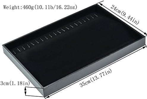 Stratalife 20 Hooks Velvet Necklace Organizer Tray, 13.8" x 9.4" x 1.2" - Image 3