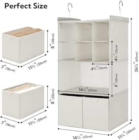 GRANNY SAYS 4-Shelf Hanging Closet Organizer with Drawer, Foldable Storage - Image 3