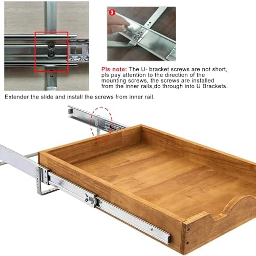 DINDON Pull Out Cabinet Organizer (11" W x 18" D) 1 Tier，Single Tier Oak Wood Under Cabinet Slide Out Shelf Drawer Box… - Image 4