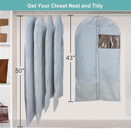 Garment Bags for Hanging Clothes Cover, Clear Window Suit Bags with Foldable Design for Closet Storage and Travel - 24" X 43"/ 4 Pack - Image 5