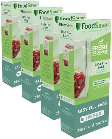 FoodSaver Easy Fill 1-Gallon Vacuum Sealer Bags | Commercial Grade and Reusable | 10 Count (Pack of 4) by FoodSaver