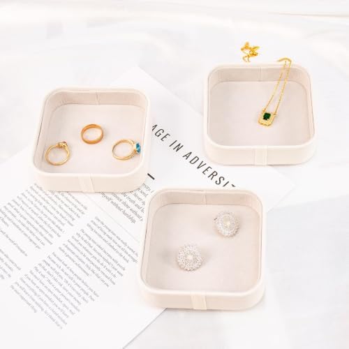 3 Pack Small Jewelry Trays Stackable PU Leather Ring Dish Organizer - Image 6