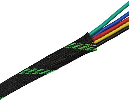 30ft PET Expandable Sleeving Wire Cable Sleeve (2/3", Green&Black) - Image 2