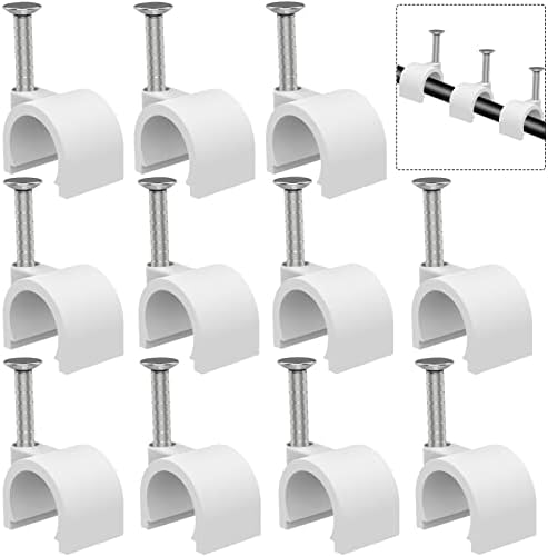 400 Pcs 10mm Nail in Cable Clips - Coax, Speaker, Ethernet, RG6, RG59, CAT6, RJ45 Wall Wire Clips by Easytle
