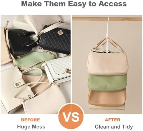 TOPIA HANGER Purse Hanger Organizer for Closet, 2-Pack Handbag Organizer Hanger, 360°Swivel Metal Purse Hooks, Bag Rack, Belt Organizer, Tie Rack, Scarf Hanger, Bag Storage Organizer, Ivory White - Image 5