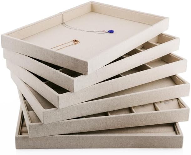 Oirlv Stackable Jewelry Tray,Linen Jewelry Organizer for Drawer - Image 5